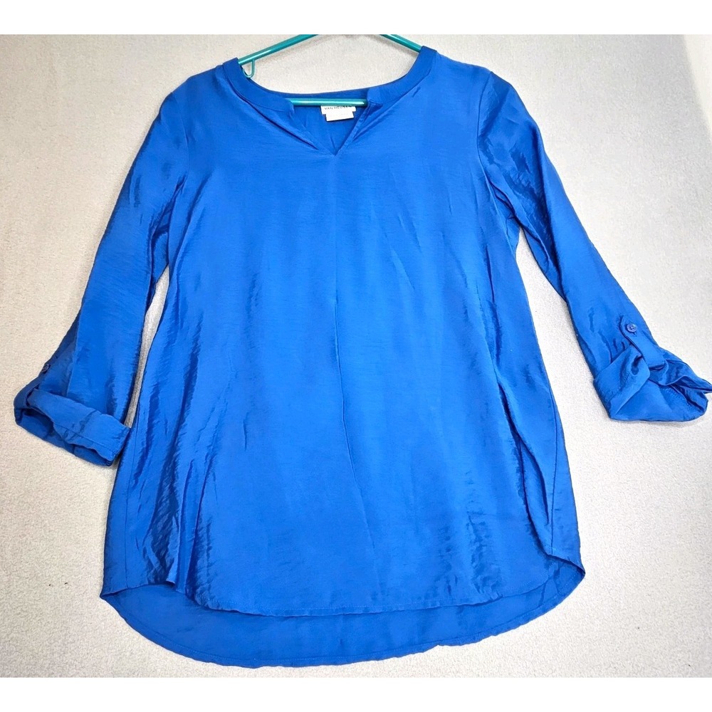 Van Heusen Cobalt Blue NotchNeck TunicTop XXS Flowy Quiet Luxury CorporateGirlie